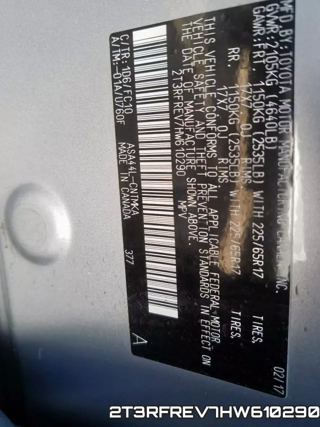 2T3RFREV7HW610290 фото 2