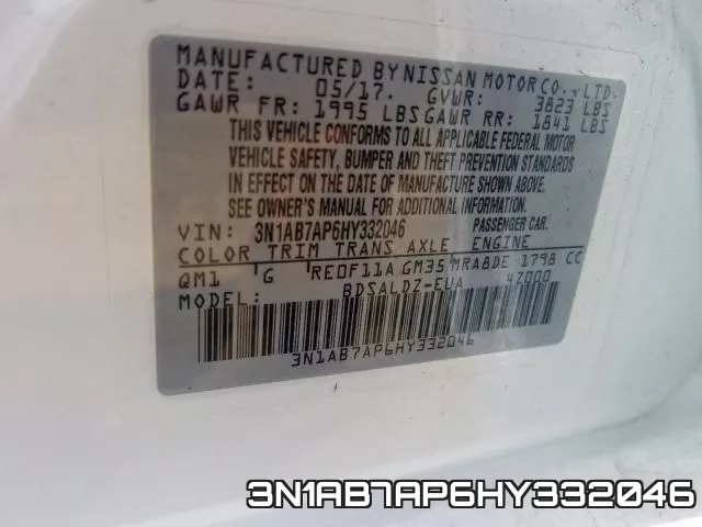 3N1AB7AP6HY332046 фото 2