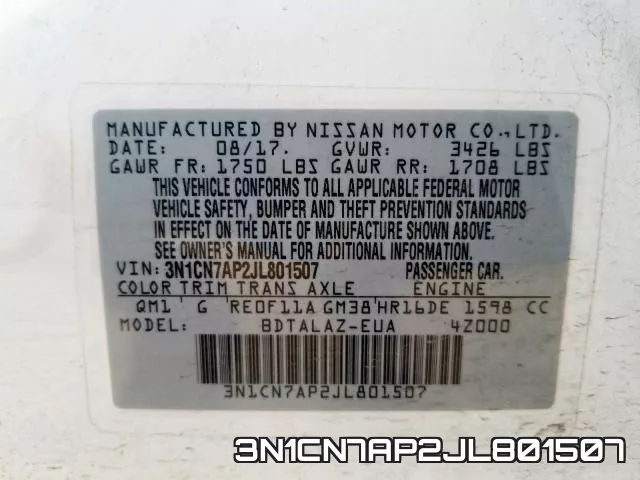 3N1CN7AP2JL801507 фото 2