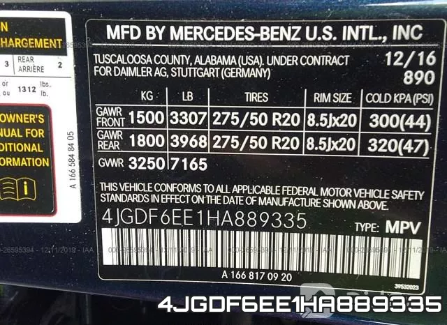 4JGDF6EE1HA889335 фото 5