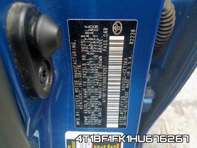 4T1BF1FK1HU676267 фото 2