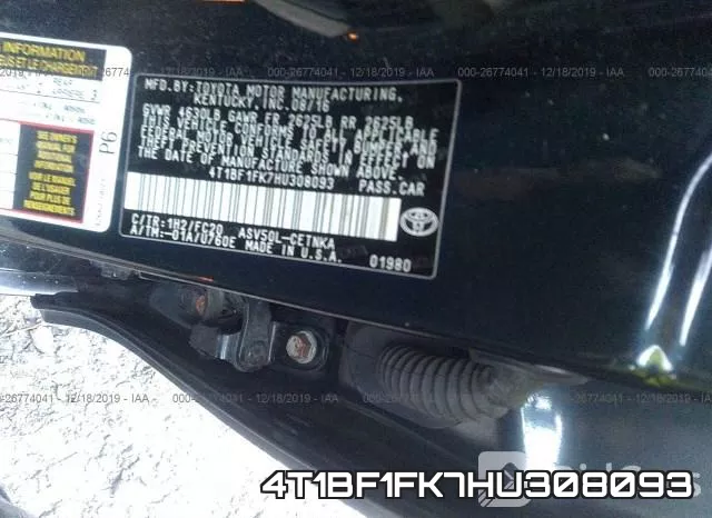 4T1BF1FK7HU308093 фото 9