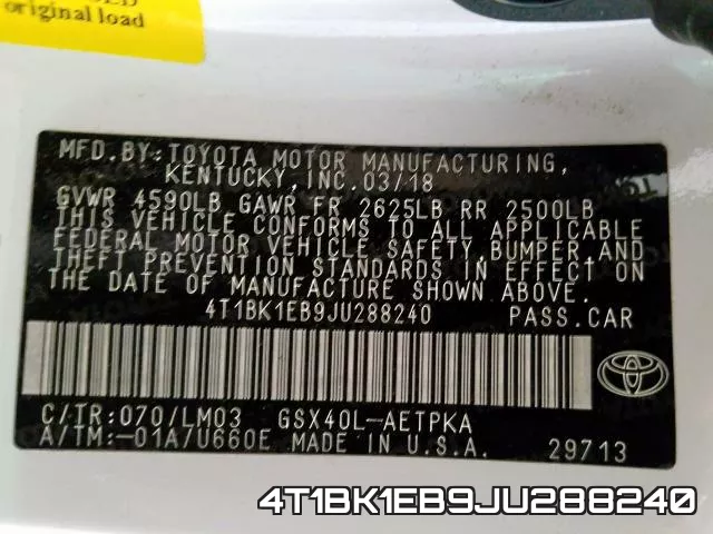 4T1BK1EB9JU288240 фото 2