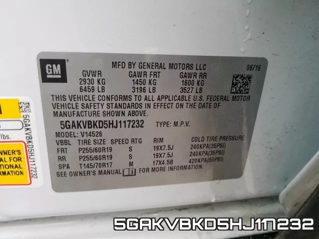 5GAKVBKD5HJ117232 фото 2