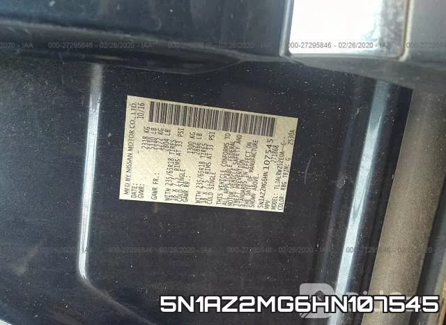 5N1AZ2MG6HN107545 фото 8