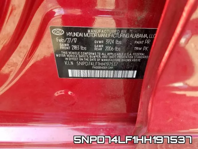 5NPD74LF1HH197537 фото 2