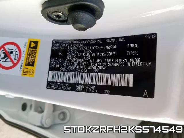 5TDKZRFH2KS574549 фото 2