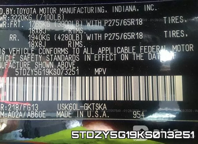 5TDZY5G19KS073251 фото 8