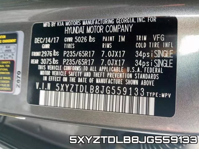 5XYZTDLB8JG559133 фото 2