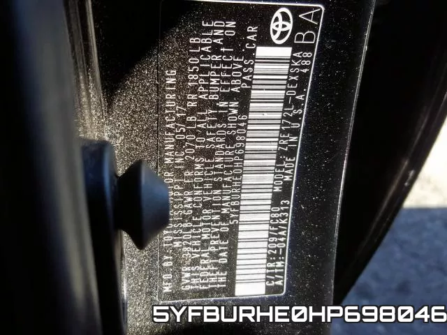 5YFBURHE0HP698046 фото 2