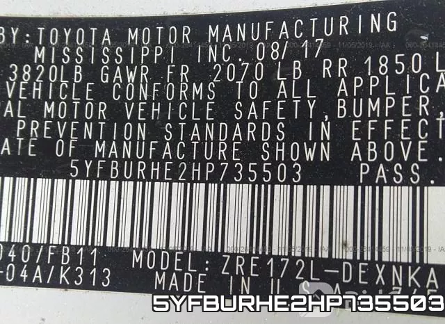 5YFBURHE2HP735503 фото 10