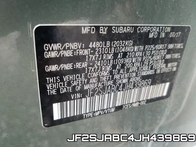 JF2SJABC4JH439869 фото 2