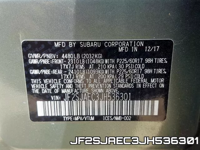 JF2SJAEC3JH536301 фото 2