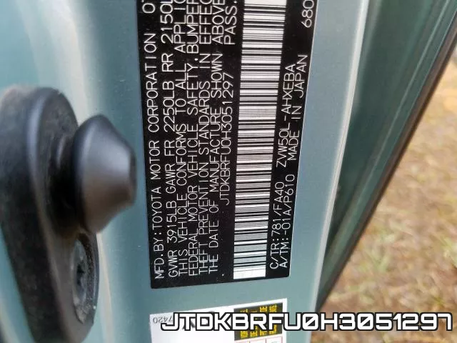 JTDKBRFU0H3051297 фото 2