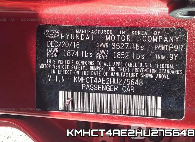 KMHCT4AE2HU275648 фото 6