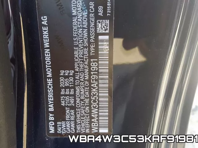 WBA4W3C53KAF91981 фото 2