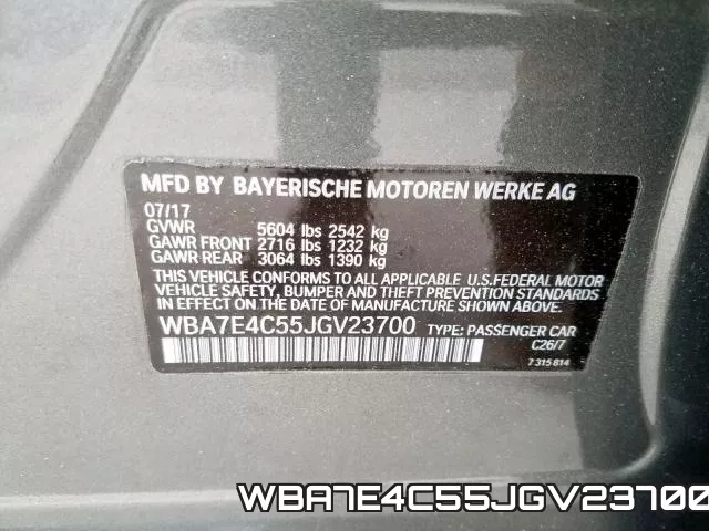 WBA7E4C55JGV23700 фото 2
