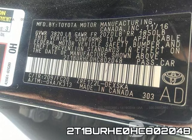 2T1BURHE0HC802048 фото 6