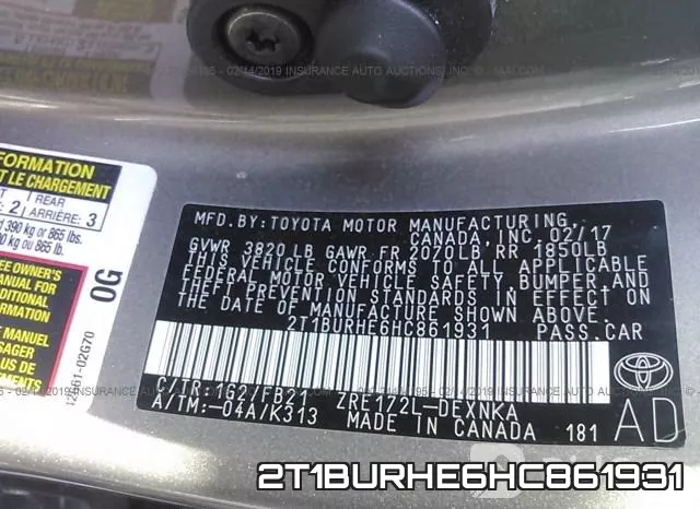 2T1BURHE6HC861931 фото 5