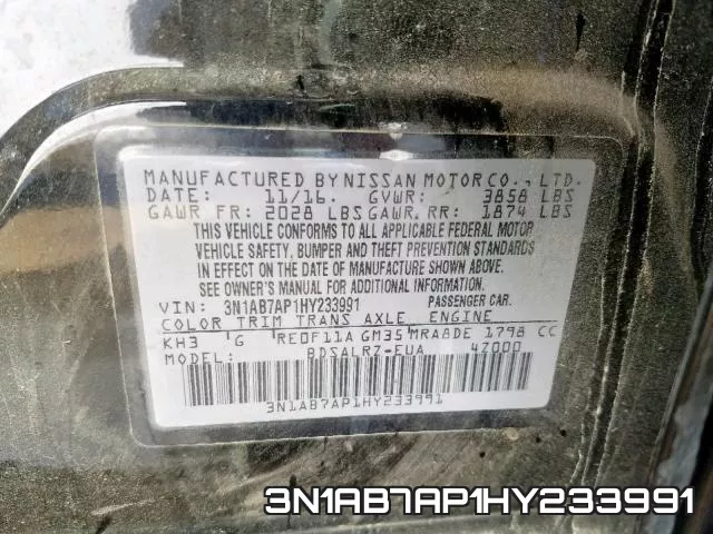 3N1AB7AP1HY233991 фото 2