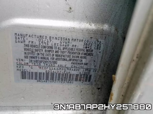 3N1AB7AP2HY257880 фото 2