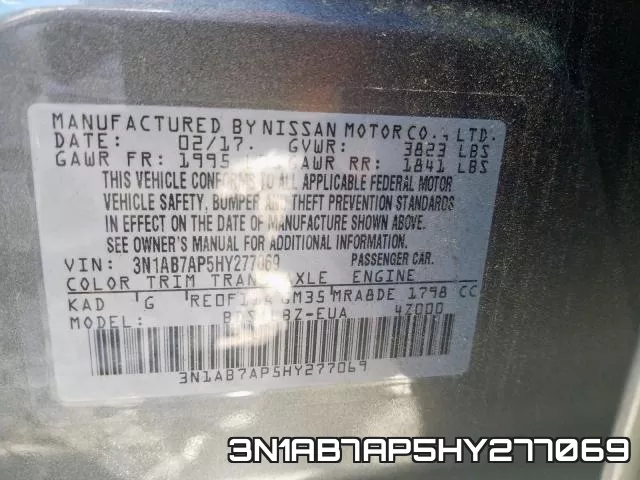3N1AB7AP5HY277069 фото 2