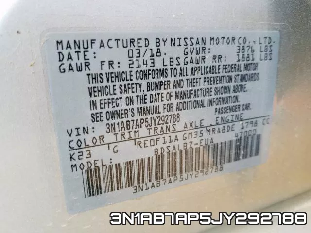 3N1AB7AP5JY292788 фото 2