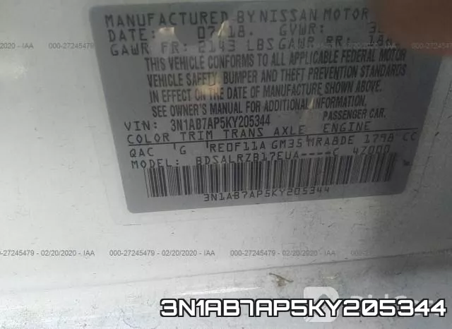 3N1AB7AP5KY205344 фото 8