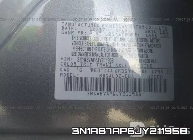 3N1AB7AP6JY211958 фото 6
