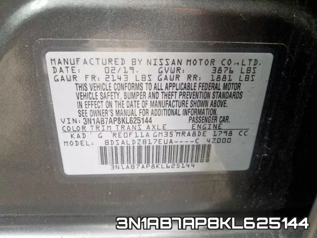 3N1AB7AP8KL625144 фото 2