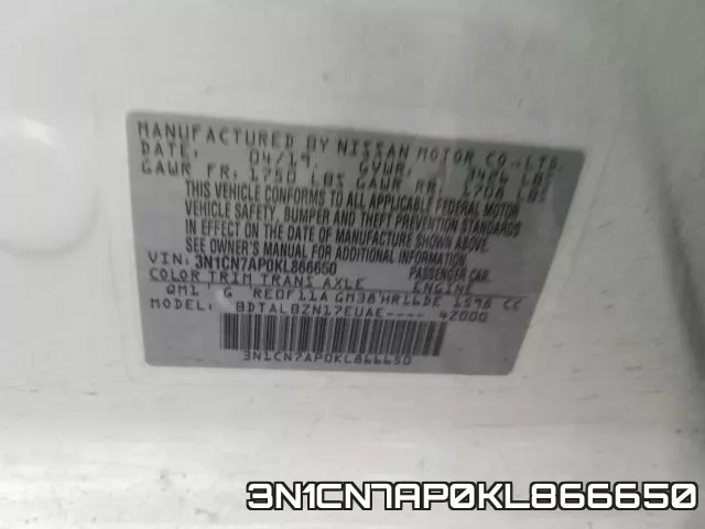 3N1CN7AP0KL866650 фото 2