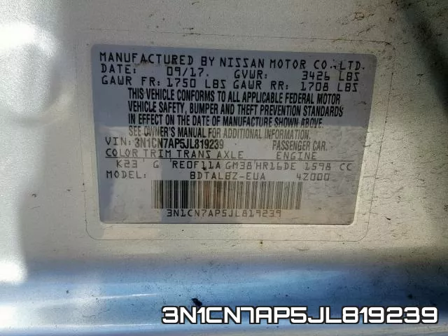 3N1CN7AP5JL819239 фото 2