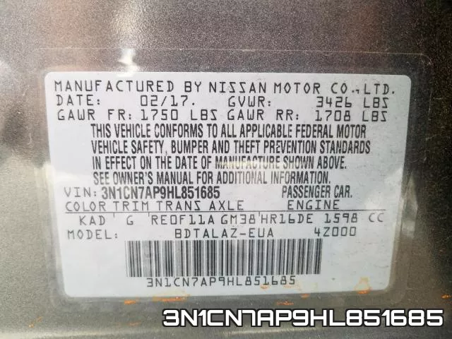3N1CN7AP9HL851685 фото 2