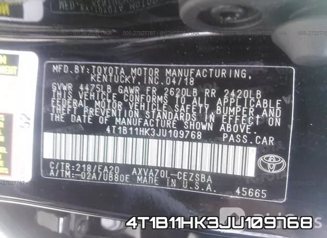 4T1B11HK3JU109768 фото 8