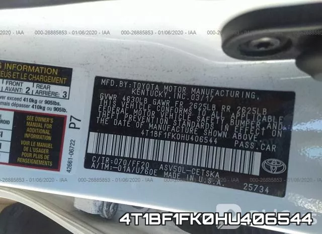 4T1BF1FK0HU406544 фото 6