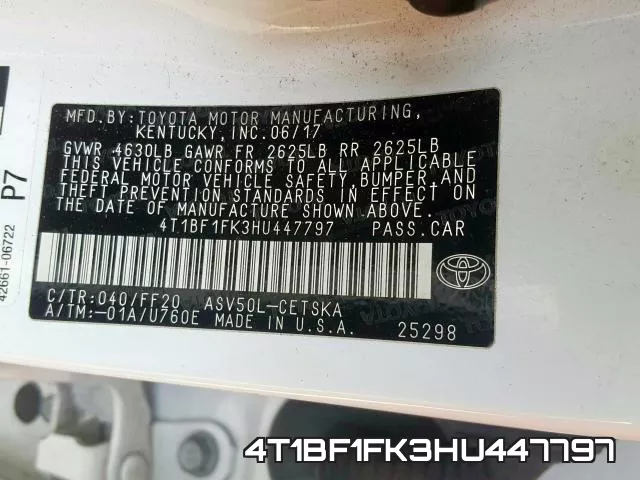4T1BF1FK3HU447797 фото 2