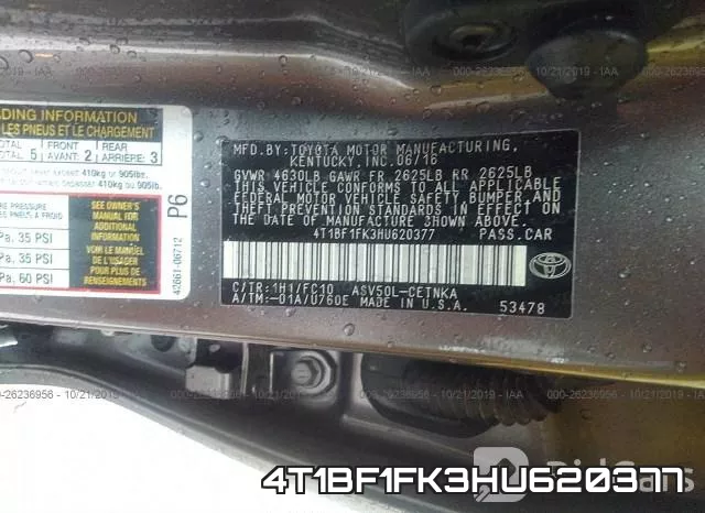 4T1BF1FK3HU620377 фото 10