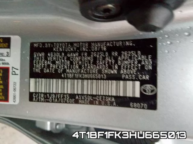4T1BF1FK3HU665013 фото 2