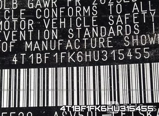 4T1BF1FK6HU315455 фото 8