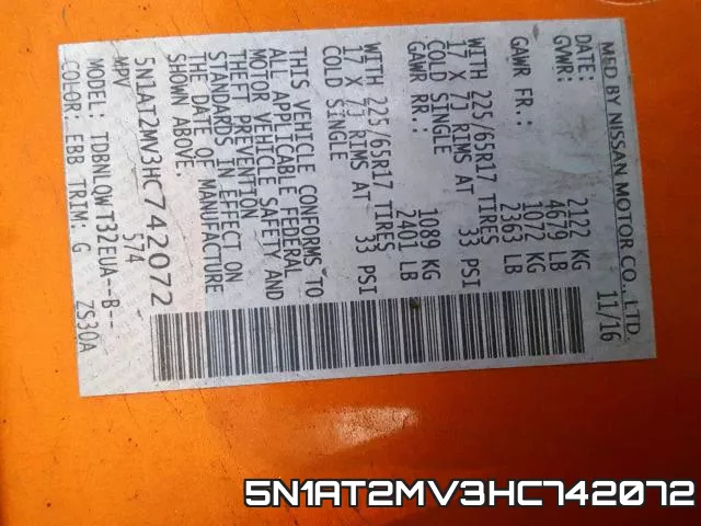 5N1AT2MV3HC742072 фото 2