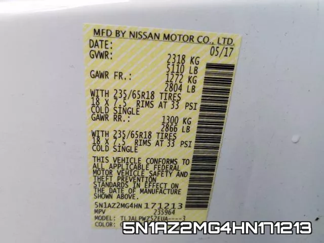 5N1AZ2MG4HN171213 фото 2