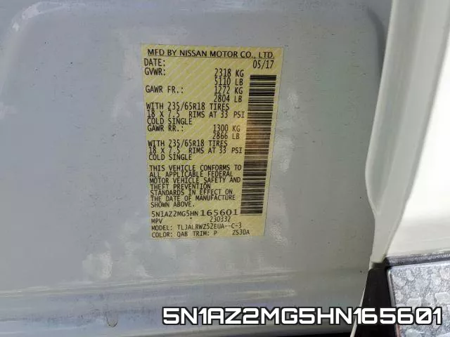5N1AZ2MG5HN165601 фото 2