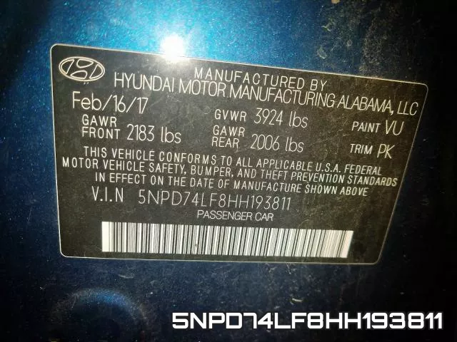 5NPD74LF8HH193811 фото 2