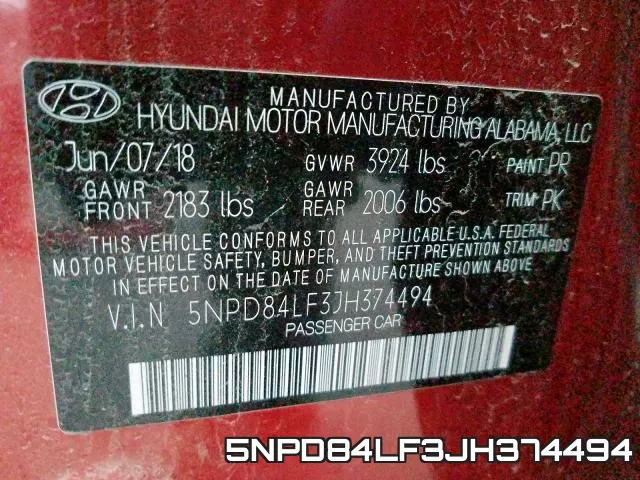 5NPD84LF3JH374494 фото 2