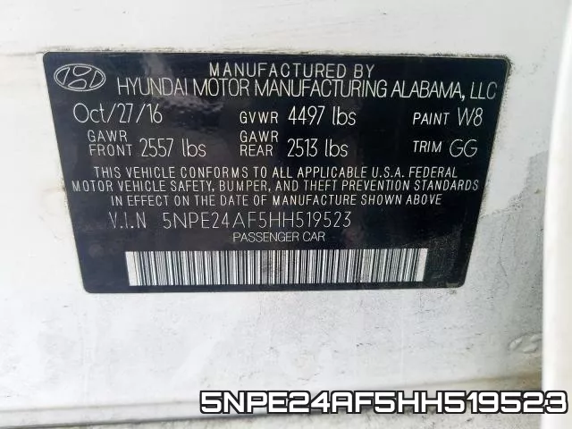 5NPE24AF5HH519523 фото 2