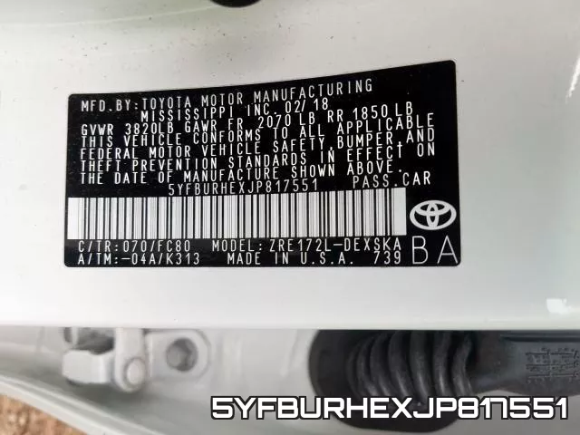 5YFBURHEXJP817551 фото 2
