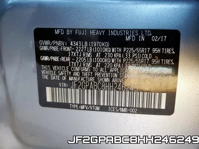 JF2GPABC8HH246249 фото 2