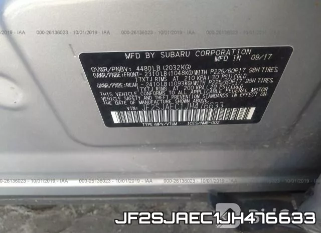 JF2SJAEC1JH476633 фото 8
