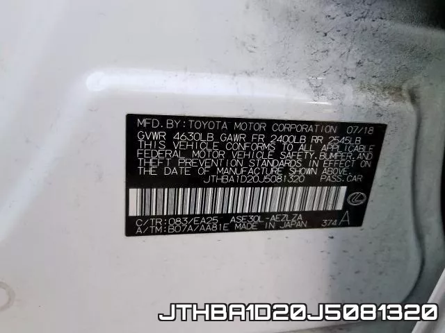 JTHBA1D20J5081320 фото 2