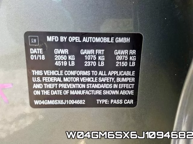 W04GM6SX6J1094682 фото 2